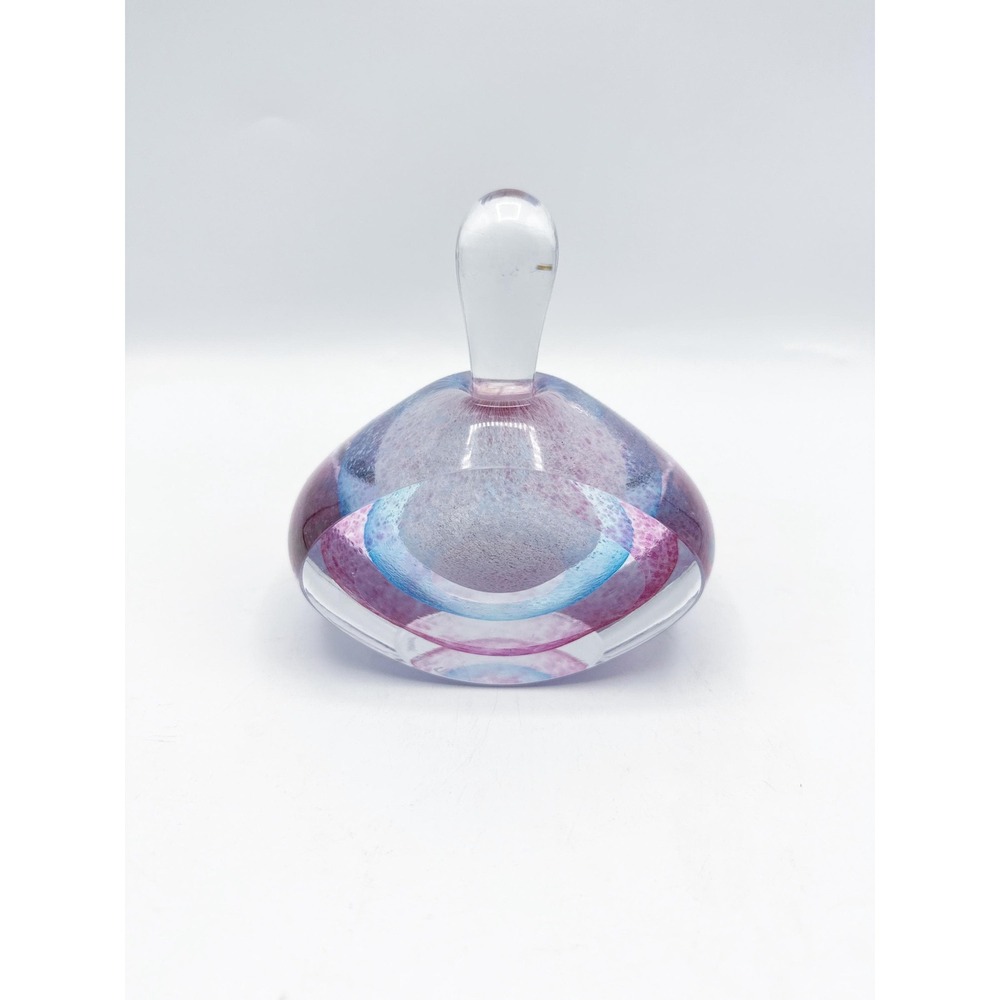 Vtg Perfume Murano Art Glass Bottle Pink Purple And Blue Color Handmade‎ Signed